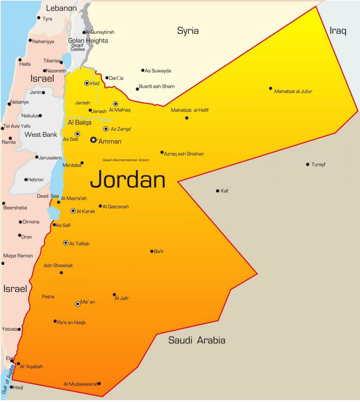 mapa Jordan bliskom istoku