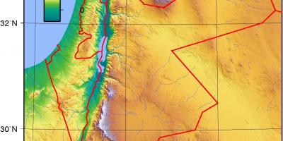 Mapa Jordan topografske