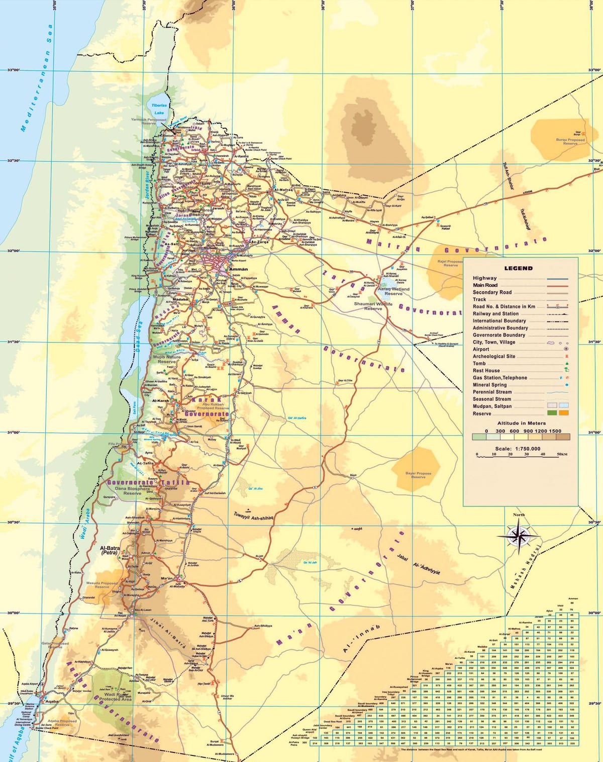 mapa fizički mapu Jordan