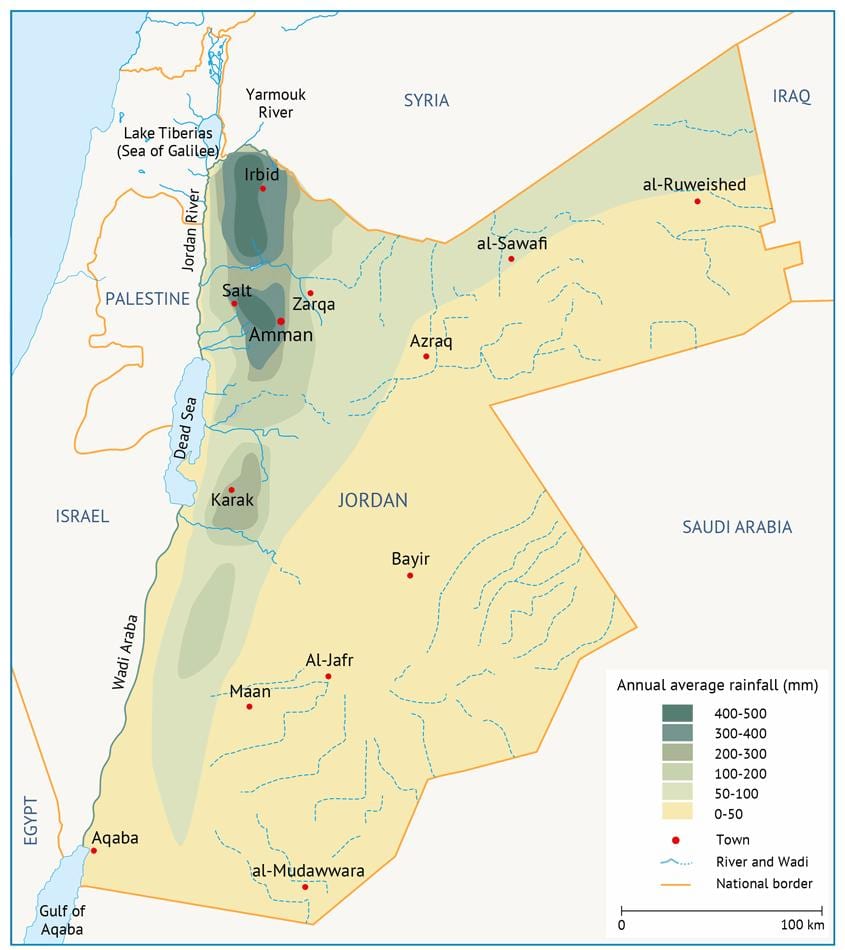 mapa Jordan geografiju