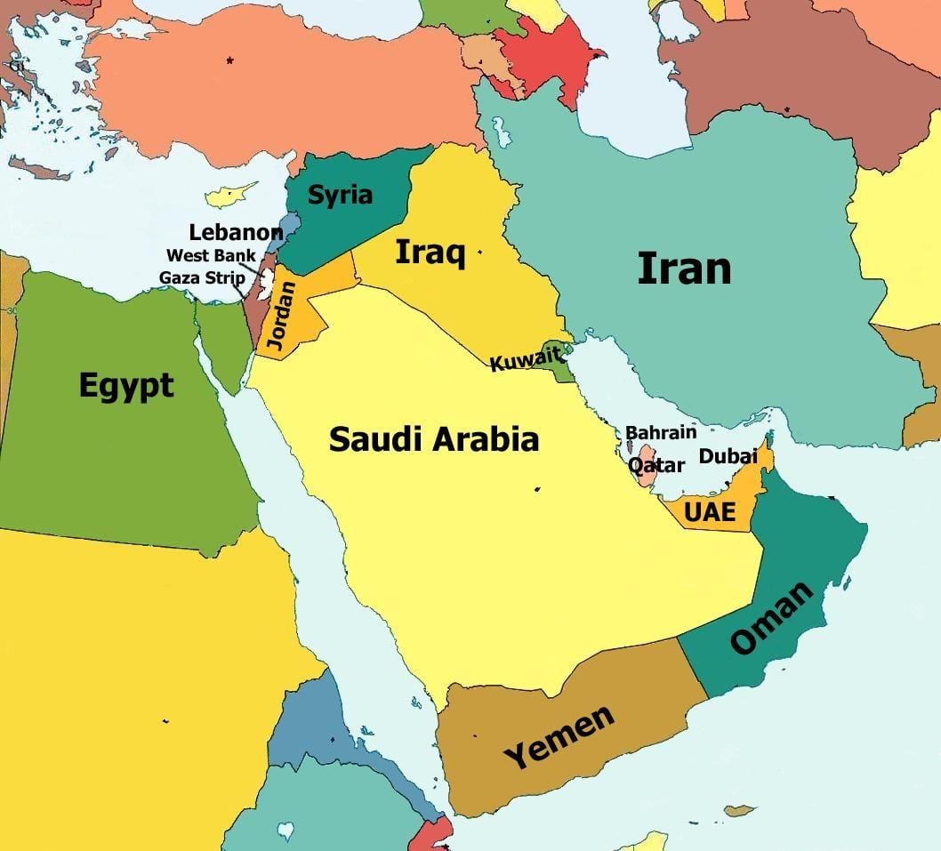 mapa Jordan i okolno podrucje