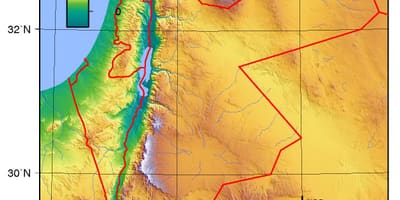 Mapa Jordan elevacija