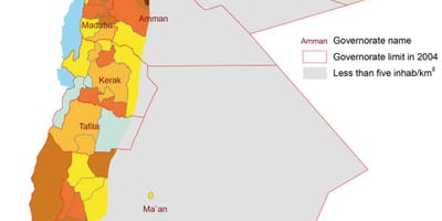 Mapa Jordan populacije